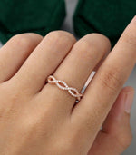 Load image into Gallery viewer, INFINITY ROSE GOLD UNIQUE ETERNITY VINTAGE CROSS MOISSANITE WEDDING BAND FOR HER