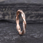 Load image into Gallery viewer, INFINITY TWIST ROSE GOLD MATCHING DELICATE DAINTY MOISSANITE WEDDING BAND FOR WOMEN