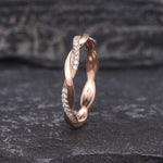 Load image into Gallery viewer, INFINITY TWIST ROSE GOLD MATCHING DELICATE DAINTY MOISSANITE WEDDING BAND FOR WOMEN