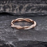 Load image into Gallery viewer, INFINITY TWIST ROSE GOLD MATCHING DELICATE DAINTY MOISSANITE WEDDING BAND FOR WOMEN