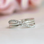 Load image into Gallery viewer, INFINITY WHITE GOLD MOISSANITE DIAMOND STACKING WEDDING BAND RING FOR WOMEN