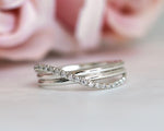 Load image into Gallery viewer, INFINITY WHITE GOLD MOISSANITE DIAMOND STACKING WEDDING BAND RING FOR WOMEN