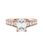 Load image into Gallery viewer, IRIS BOLD EMERALD CUT MOISSANITE ENGAGEMENT RING