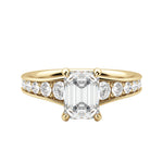 Load image into Gallery viewer, IRIS BOLD EMERALD CUT MOISSANITE ENGAGEMENT RING