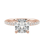 Load image into Gallery viewer, LYRE ACCENTED CUSHION CUT MOISSANITE ENGAGEMENT RING