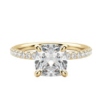 Load image into Gallery viewer, LYRE ACCENTED CUSHION CUT MOISSANITE ENGAGEMENT RING