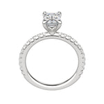 Load image into Gallery viewer, LYRE ACCENTED EMERALD CUT MOISSANITE ENGAGEMENT RING