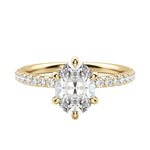 Load image into Gallery viewer, LYRE ACCENTED OVAL CUT MOISSANITE ENGAGEMENT RING