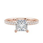 Load image into Gallery viewer, LYRE ACCENTED PRINCESS CUT MOISSANITE ENGAGEMENT RING