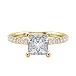 Load image into Gallery viewer, LYRE ACCENTED PRINCESS CUT MOISSANITE ENGAGEMENT RING