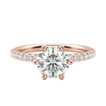 Load image into Gallery viewer, LYRE ACCENTED ROUND CUT MOISSANITE ENGAGEMENT RING