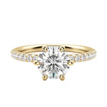 Load image into Gallery viewer, LYRE ACCENTED ROUND CUT MOISSANITE ENGAGEMENT RING