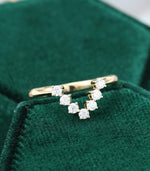 Load image into Gallery viewer, MATCHING CURVED YELLOW GOLD UNIQUE DIAMOND CHEVRON BRIDAL STACKING WEDDING BAND