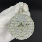 Load image into Gallery viewer, MEDALLION MOISSANITE BAGUETTE & ROUND DIAMOND ICED OUT PENDANT