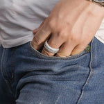 Load image into Gallery viewer, MEN’S MOISSANITE ETERNITY FULL 3-BAND PRINCESS & ROUND MOISSANITE DIAMOND BAND