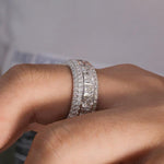 Load image into Gallery viewer, MEN’S MOISSANITE ETERNITY FULL 3-BAND PRINCESS & ROUND MOISSANITE DIAMOND BAND