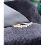 Load image into Gallery viewer, MINIMALIST ROSE GOLD CURVED STACKING MATCHING BRIDAL MOISSANITE WEDDING MATCHING BAND
