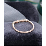 Load image into Gallery viewer, MINIMALIST ROSE GOLD CURVED STACKING MATCHING BRIDAL MOISSANITE WEDDING MATCHING BAND