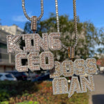 Load image into Gallery viewer, MOISSANITE ICED OUT TWO TONE CUSTOMIZABLE NAME PLATE LETTER PENDANT