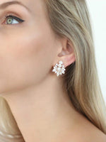 Load image into Gallery viewer, MOTHER OF PEARL ROUND AND MARQUISE CUT MOISSANITE WEDDING EARRING