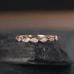 Load image into Gallery viewer, PEAR CUT BEZEL SET ROSE GOLD TEAR STACKING MATCHING MOISSANITE WEDDING BAND FOR WOMEN