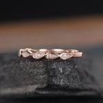 Load image into Gallery viewer, PEAR CUT BEZEL SET ROSE GOLD TEAR STACKING MATCHING MOISSANITE WEDDING BAND FOR WOMEN