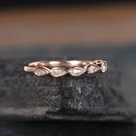 Load image into Gallery viewer, PEAR CUT BEZEL SET ROSE GOLD TEAR STACKING MATCHING MOISSANITE WEDDING BAND FOR WOMEN
