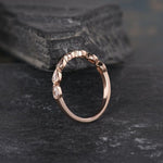 Load image into Gallery viewer, PEAR CUT BEZEL SET ROSE GOLD TEAR STACKING MATCHING MOISSANITE WEDDING BAND FOR WOMEN