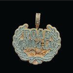 Load image into Gallery viewer, ROAD RUNNA BADGE BAGUETTE & ROUND MOISSANITE DIAMOND HIP HOP PENDANT