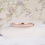 Load image into Gallery viewer, ROSE GOLD HALF ETERNITY 2MM WIDE STACKING MOISSANITE WEDDING BAND GIFT FOR HER