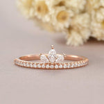 Load image into Gallery viewer, ROSE GOLD MARQUISE CUT CLUSTER TEAR DROP HALF ETERNITY MOISSANITE WEDDING BAND GIFT FOR HER