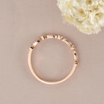 Load image into Gallery viewer, ROSE GOLD ROUND CUT ART DECO HALF ETERNITY MILGRAIN STACKING MOISSANITE WEDDING BAND