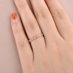 Load image into Gallery viewer, ROSE GOLD ROUND CUT ART DECO HALF ETERNITY MILGRAIN STACKING MOISSANITE WEDDING BAND