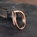 Load image into Gallery viewer, ROSE GOLD V SHAPE CURVED CHEVRON 2PC MATCHING MOISSANITE PROMISE WEDDING BAND