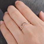 Load image into Gallery viewer, ROSE GOLD V SHAPE CURVED CHEVRON 2PC MATCHING MOISSANITE PROMISE WEDDING BAND