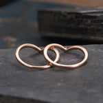 Load image into Gallery viewer, ROSE GOLD V SHAPE CURVED CHEVRON 2PC MATCHING MOISSANITE PROMISE WEDDING BAND