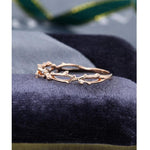Load image into Gallery viewer, ROSE GOLD VINTAGE ROUND SHAPED STACKING MATCHING UNIQUE FULL ETERNITY MOISSANITE WEDDING BAND
