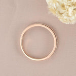Load image into Gallery viewer, ROSE GOLD WOMAN HALF ETERNITY DIAMOND ART DECO MATCHING BAND MILGRAIN DAINTY WEDDING BAND