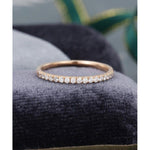 Load image into Gallery viewer, ROSE GOLD WOMEN HALF ETERNITY SOLID 14K GOLD UNIQUE MOISSANITE WEDDING BAND