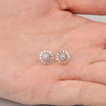 Load image into Gallery viewer, ROUND AND BAGUETTE CUT HALO STYLE MOISSANITE EARRING