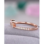 Load image into Gallery viewer, ROUND CUT MOISSANITE CURVED ROSE GOLD STACKING WEDDING MATCHING BRIDAL BAND FOR HER