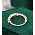 Load image into Gallery viewer, ROUND CUT MOISSANITE YELLOW GOLD HALF ETERNITY WEDDING BAND MATCHING BRIDAL GIFT