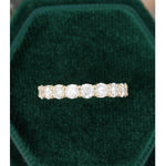 Load image into Gallery viewer, ROUND CUT MOISSANITE YELLOW GOLD HALF ETERNITY WEDDING BAND MATCHING BRIDAL GIFT