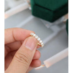 Load image into Gallery viewer, ROUND CUT MOISSANITE YELLOW GOLD HALF ETERNITY WEDDING BAND MATCHING BRIDAL GIFT