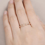 Load image into Gallery viewer, ROUND CUT ROSE GOLD HALF ETERNITY DAINTY TWIST STACKING MINIMALIST MOISSANITE WEDDING BAND