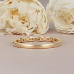 Load image into Gallery viewer, ROUND CUT ROSE GOLD HALF ETERNITY DAINTY TWIST STACKING MINIMALIST MOISSANITE WEDDING BAND