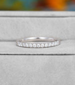 Load image into Gallery viewer, ROUND CUT WHITE GOLD WEDDING HALF ETERNITY BRIDAL MOISSANITE PROMISE BAND