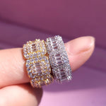Load image into Gallery viewer, SQUARE MOISSANITE DIAMOND ICED OUT RING,STATEMENT HIP HOP DIAMOND BLING BAND