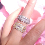 Load image into Gallery viewer, SQUARE MOISSANITE DIAMOND ICED OUT RING,STATEMENT HIP HOP DIAMOND BLING BAND