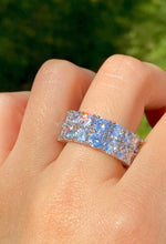 Load image into Gallery viewer, TENNIS BAND ICE OUT SILVER 5X LAYERED DESIGNER MOISSANITE DIAMOND RING BAND